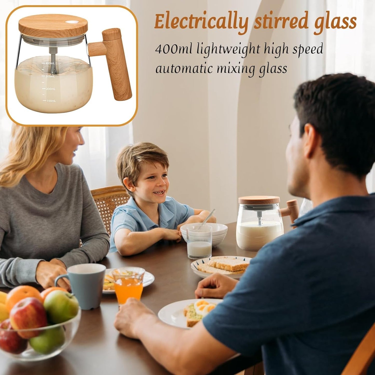 Stirring Glass Mug - 400ml Electric Cup