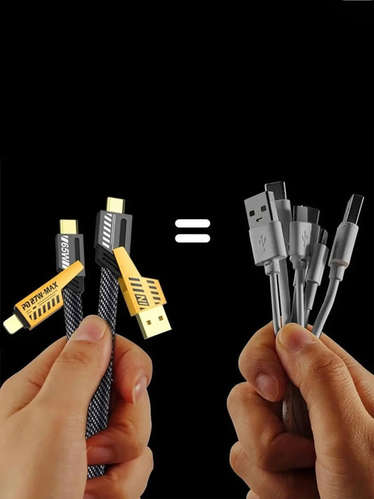 4 in 1 Multi Function Braided Fast Charging Cable with Lightning to USB-C, Type C-C, Ligthning to USB