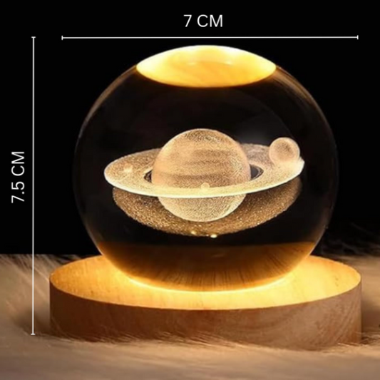 3D Saturn Crystal Ball Night Lamp,Creative Engraved Crystal Ball Night Light