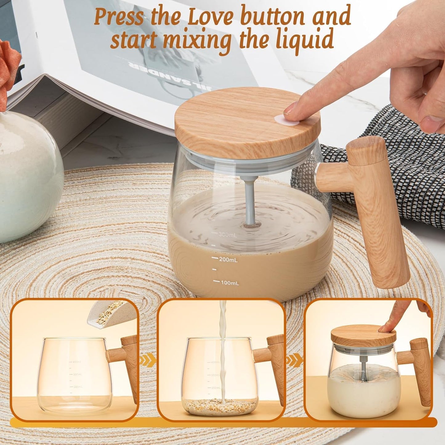 Stirring Glass Mug - 400ml Electric Cup