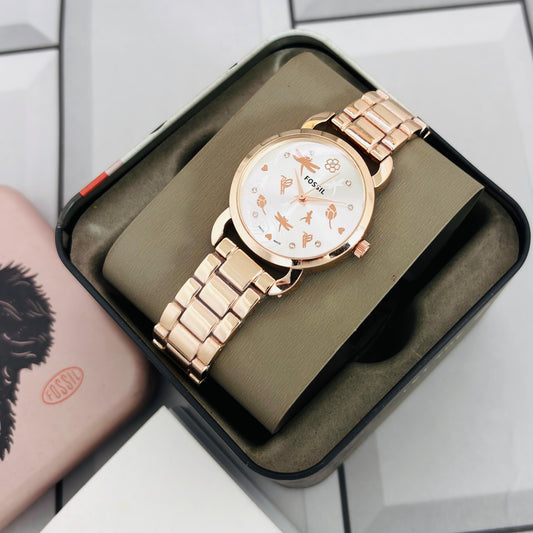 Fossil Carlie ES5156 – Timeless Elegance for Her | Glam Up in Rosegold & Two-Tone