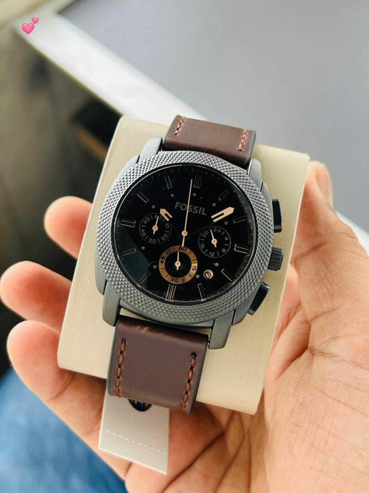 Fossil Machine Chronograph Men's Analog Watch – Black Dial & Stainless Steel Strap