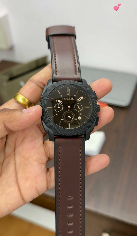 Fossil Machine Chronograph Men's Analog Watch – Black Dial & Stainless Steel Strap