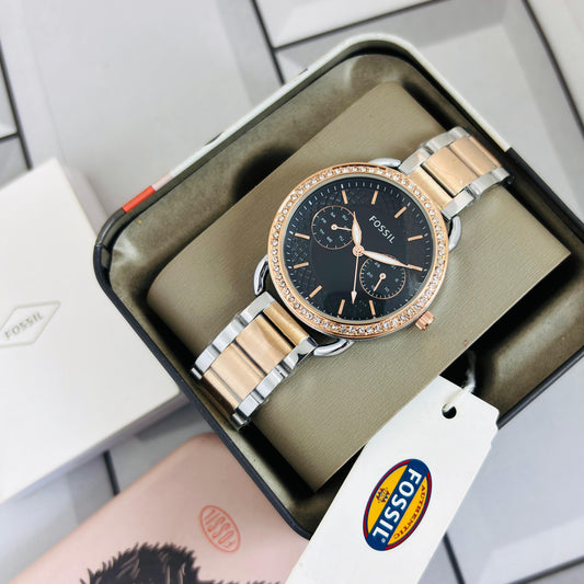 Fossil Tailor Collection – Elegant Rose Gold Women’s Chronograph Watch (7AA Premium Series)