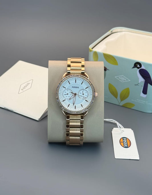 Fossil Tailor Women's Rose Gold Analogue Watch – Elegant 7A Quality