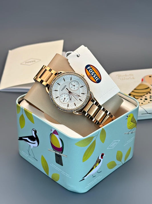 Fossil Tailor Women's Rose Gold Analogue Watch – Elegant 7A Quality