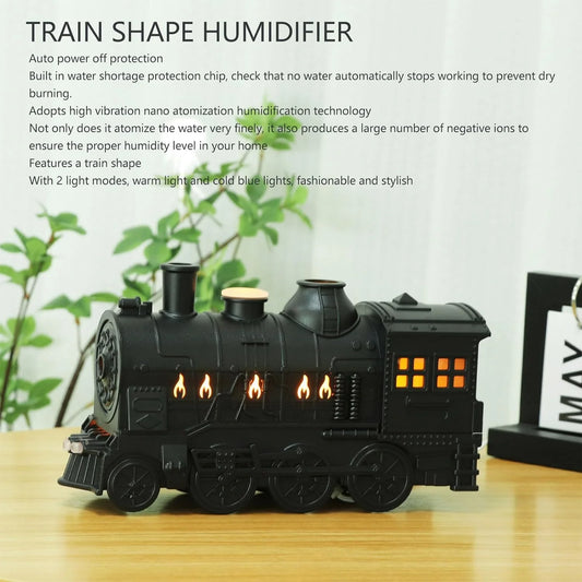 Ultrasonic Cute Cooking Steam Express Train Fireplace Flame Volcano Aroma Diffuser Humidifier